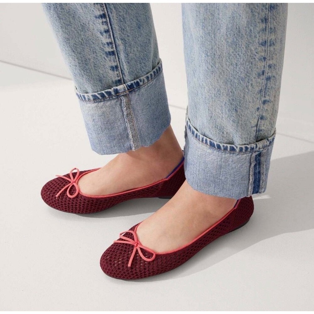 NEW Rothy's The Ballet Flat Bow Berry Mesh Size 10.5